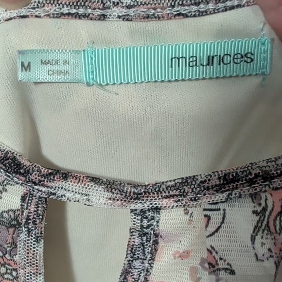 Maurices Cream Floral Paisley Tank with Lavender Lace Shoulders - Picture 2 of 6
